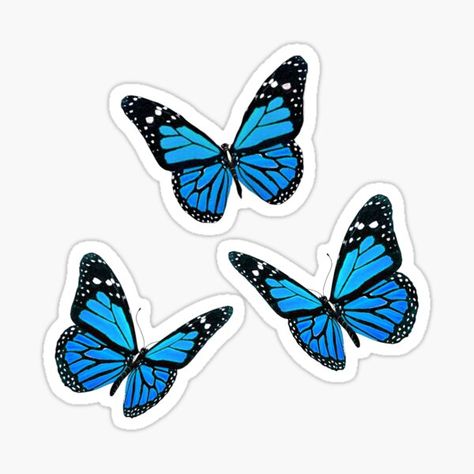 Blue Butterfly Design, Printable Stickers Hd, Aesthetic Stickers Blue, Blue Butterfly Sticker, Blue Monarch Butterfly, Butterflies Stickers, Butterflies Blue, Butterflies Design, Butterfly Stickers