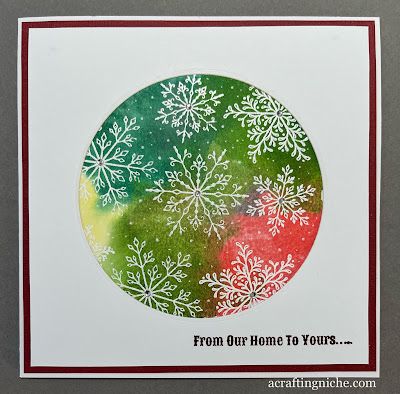 A Crafting Niche: Lavinia Stamps "Winter Whispers" Snowflake Aperture Card Aperture Cards, Gel Plate, Lavinia Stamps, White Gel Pen, Embossing Powder, Circle Shape, Ink Pad, Distress Ink, Christmas Greetings