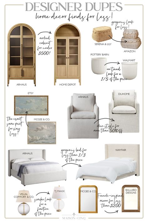 Designer Dupes: Stylish Home Decor Finds for Less! Modern French Farmhouse Decor, Modern French Country, French Farmhouse Decor, Home Decor Finds, Nancy Meyers, Upholstered Ottoman, Stylish Home Decor, French Country Decorating, Furniture Inspiration