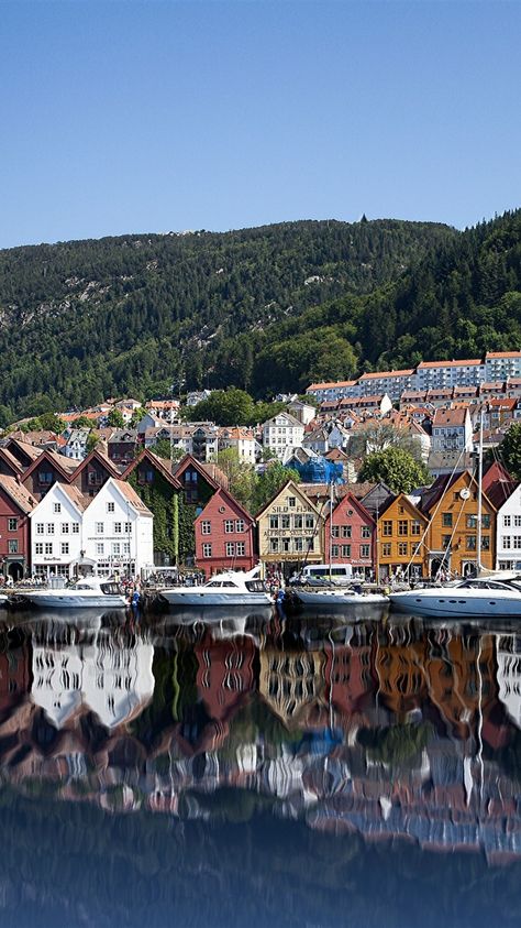 Bryggen Norway, Bergen Norway, Water Reflections, Latest Pics, More Pictures, Travel Pictures, Paris Skyline, Norway, Life Is Good