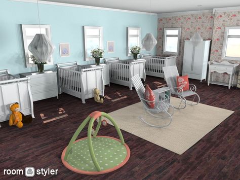 Quadruplets Bedroom, Nursery For Quadruplets, Triplets Nursery Neutral, Triplets Nursery Luxury, Quadruplets Nursery, Triplet Nursery, Triplet Room Ideas, Triplets Nursery, Fancy Bedroom