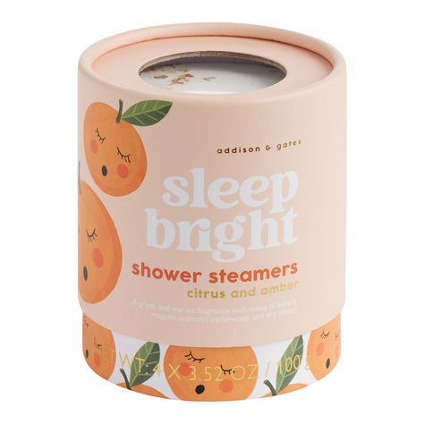 A&G Pastel Kitsch Shower Steamer 4 Count - World Market Citrus Fragrance, Spa Products, Cost Plus World Market, Shower Steamers, Orange Design, Tea Packaging, Bath Soap, Citrus Scent, Birthday List