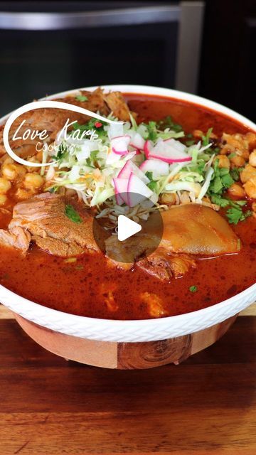 Karina Valladares on Instagram: "Pozole Rojo de Puerco ( Pork Red Pozole ) One of my favorite things to make this time of year is Pozole. Today let me share with you an easy to follow recipe of Pozole Rojo de Cerdo 😋 I hope you enjoy this recipe. Please comment down below what recipe you will like to see next. Also, check out our YouTube Channel for the full video and for more delicious recipes. Link in Bio. POZOLE ROJO INGREDIENTS: ► 7 lbs pork meat (shoulder, ribs and feet) ► 2 whole garlic heads ► 1 white onion ► 5 bay leaves ► Salt to taste ► 110 oz White Hominy (Maíz Blanco) ► Piece of ginger ► 1 tbsp of oregano For the Salsa: ► 4 chile ancho ► 25 chile guajillo pods ► 1 cup of water (from where we boiled the chiles) ► 1/2 white onion ► 8 garlic cloves ► 2 bay leaves ► 1 tsp of oreg Red Pozole Recipe Pork, Mexican Pozole Recipe Pork, Posole Recipe Pork, How To Make Posole, Posole Rojo Recipe, Red Pozole Recipe, Pozole Recipe Pork, Pasole Recipe, How To Make Pozole