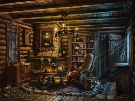 Fantasy Cabin, Hunters Cabin, Cottage House Interior, Interior Concept Art, Dangerous Man, Medieval City, Fantasy Rooms, House Hunters, Interior Concept