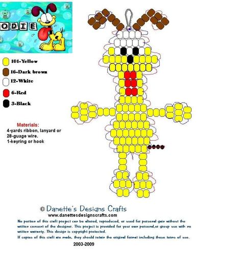 Garfield Bead Pattern, Garfield Things, Pony Bead Animals, Minion Pattern, Bead Animals, Pony Bead Projects, Diy Kandi Bracelets, Pony Bead Bracelets, Pony Bead Crafts