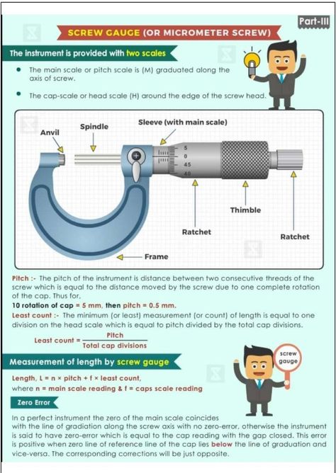 Physics | Measurements | Errors in measuring instruments | Measuring instruments | Micrometer Screw Gauge | Science | Physics Mind Maps | Advanced level Physics | Ordinary Level Physics | Pinterest Study | Education Micrometer Screw Gauge, Jee Physics, Screw Gauge, Basic Electrical Wiring, Engineering Notes, Machining Metal Projects, Machinist Tools, Science Physics, Refrigeration And Air Conditioning