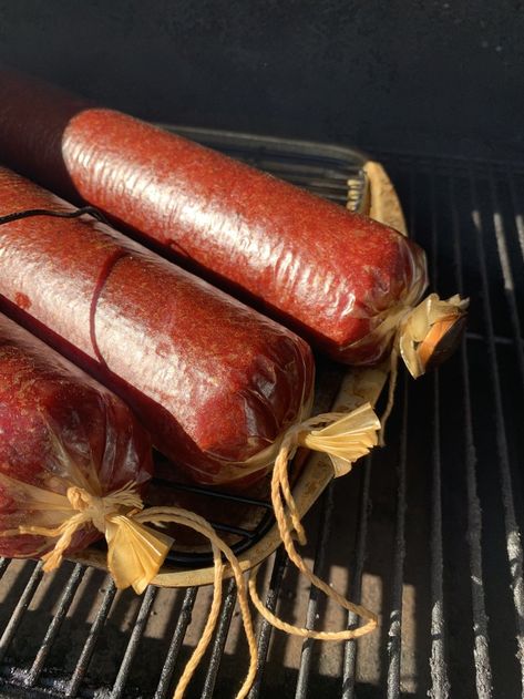 Summer Sausage Seasoning Recipe, Elk Summer Sausage Recipes, How To Make Summer Sausage, Elk Sausage Recipes, Deer Summer Sausage Recipe, Venison Summer Sausage Recipe Smoked, Elk Sausage, Smoked Summer Sausage, Venison Summer Sausage Recipe