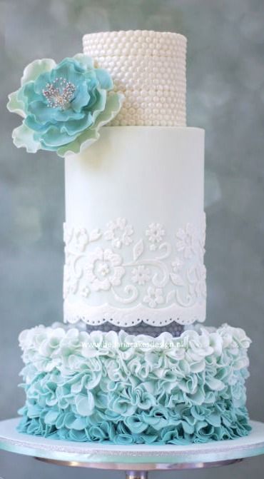 Ombre Petal Ruffles Wedding Cake Double Barrel Cake, Ruffle Wedding Cake, Wedding Cake Ombre, Wedding Cake Prices, Ruffle Cake, Cake Pricing, Tiered Cake, Wedding Cake Inspiration, Cupcake Cake