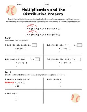 Multiplication and the Distributive Property | Worksheet | Education.com Area Model Multiplication, Distributive Property Of Multiplication, Decimal Multiplication, Properties Of Multiplication, 4th Grade Math Worksheets, 3rd Grade Math Worksheets, Distributive Property, Basic Geometry, Math Multiplication