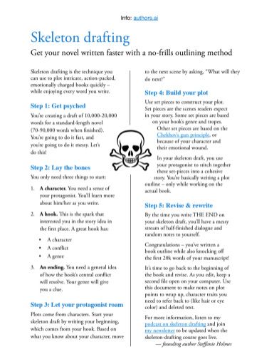 Skeleton drafts: A better way to outline novels - Authors A.I. Book Writing Outline Tips, Skeleton Draft Writing, How To Write An Outline, Outlining A Book, How To Come Up With A Plot For A Book, Fantasy Book Outline, Book Writing Outline, How To Write A Plot Outline, Book Plot Outline