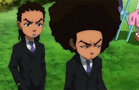 The Boondocks Gif, Cartoon Boondocks, Boondocks Matching Pfp, Riley And Huey, Boondocks Comic, Boondocks Anime, Boondocks Characters, Boondocks Cartoon, Riley Freeman