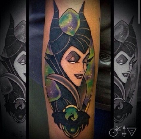 Maleficent tattoo 50s Inspired Tattoos, Sleeping Beauty Tattoo Ideas, Small Maleficent Tattoo, Maleficent Tattoo Design, Malificent Tattoo Design, Maleficent And Aurora Tattoo, Disney Tattoos Maleficent, Maleficent Tattoo, Sleeping Beauty Tattoo