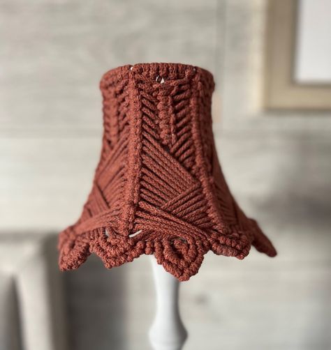 Modern Macrame Lamp Shade for Bedside Table, Nursery Lighting | Small Macrame Clip On Lamp Shade Lamp Macrame, Clip On Lamp, Macrame Lamp Shade, Macrame Lamp, Nursery Lighting, Small Macrame, Hat Holder, Hat Organization, Hat Hanger