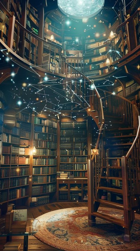 Follow me for more bookish art #library #libraryaesthetic #fantasylibrary #libraryart Dimly Lit Library, Dreamy Libraries, Grand Libraries, Magical Library Fantasy Art, Fantasy Library Aesthetic, Magic Library Aesthetic, Fairytale Library, Aesthetic Settings, Light Library