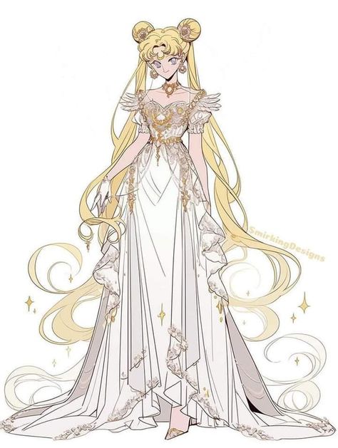 Princess Serenity Fanart, Sailor Moon Dress, Sailor Moon Wedding, Sailor Moon Outfit, Princesa Serenity, Sailor Moon Villains, Neo Queen Serenity, Arte Sailor Moon, Sailor Moon Fan Art