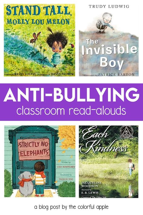 Check out these anti-bullying books to read aloud! The picture books are perfect for the elementary classroom. Each book comes with an interactive read aloud lesson plan to help your students with important social emotional learning skills. Self Control Read Alouds, Elementary Library Read Alouds, Social Emotional Read Alouds, Read Aloud Books For Kindergarten Comprehension Strategies, Responsibility Read Alouds, Reading Engagement Strategies, The Invisible Boy, Prevention Month, Interactive Read Aloud Lessons