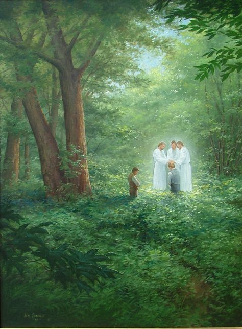 The Restoration of the Melchizedek Priesthood by Peter, James and John to Joseph Smith and Oliver Cowdery. The Church Of Jesus Christ Of Latter Day, Church Of Jesus Christ Latter Day Saints, Lds Jesus Christ Pictures, Lds Paintings, Melchizedek Priesthood, Church Artwork, Paintings Of Christ, Second Coming Of Christ, Lds Pictures