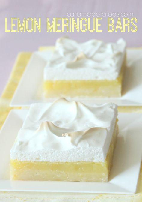 Lemon Meringue Bars - All the fresh, zesty lemon flavor of pie in an Easy-To-Make Bar! Lemon Meringue Bars, Lemon Meringues, Meringue Bars, Jelly Slice, Lemon Meringue Cheesecake, Meringue Pie Recipes, Meringue Recipe, Whoopie Pie, Mince Pie