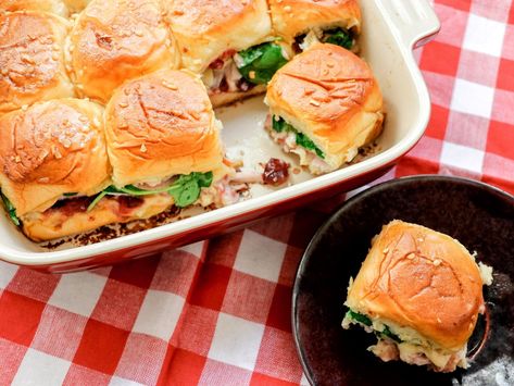 Baked Turkey and Cranberry Sliders Recipe | Allrecipes Baked Turkey And Cranberry Sliders, Chicken Mississippi, Cranberry Sliders, Hawaiian Bread Rolls, Turkey And Cranberry, Lunch Sandwiches, Turkey Sandwiches Recipes, Turkey Sliders, Turkey Cranberry