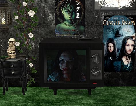 Sims 4 Cc Goth Furniture Patreon, Sims 4 Grunge Cc Furniture, Sims 4 Horror, Sims 4 Horror Cc, Sims 4 Cc Rooms, Emo Decor, Sims 4 Cc Goth, Sims Aesthetic, Ts4 Builds