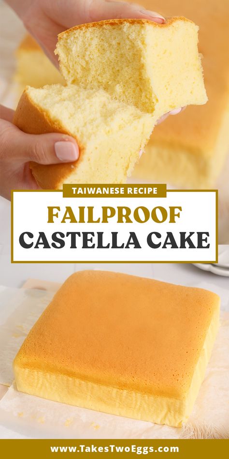 Castellated Cake Recipe, Simple Baking Recipes Dessert 4 Ingredients, Chinese Egg Cake, Chinese Fluffy Cake, Taiwan Castella Cake Recipe, Kasutera Cake Recipe, Taiwan Castella Cake, Mini Castella Cake, Souffle Castella Cake