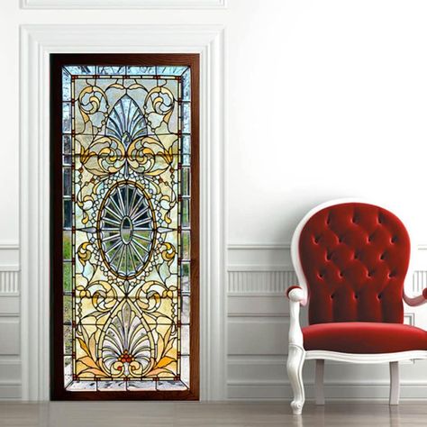 MailingArt 3D HD Canvas Print Door Wall Sticker Mural Home Decor Glass Door - Wallpaper Bookcase, Glass Door Coverings, Deur Sticker, Epoxy Floors, Tile Furniture, Door Coverings, Door Wraps, Vinyl Doors, Stained Glass Window Film