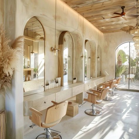 Salon Interior Design Boho Style Salon, Boho Nail Salon, Esthetician Ideas, Salon Decor Studio, Bridal Boutique Interior, Salon Concepts, Home Beauty Salon, Spa Room Decor, Boho Interior Design