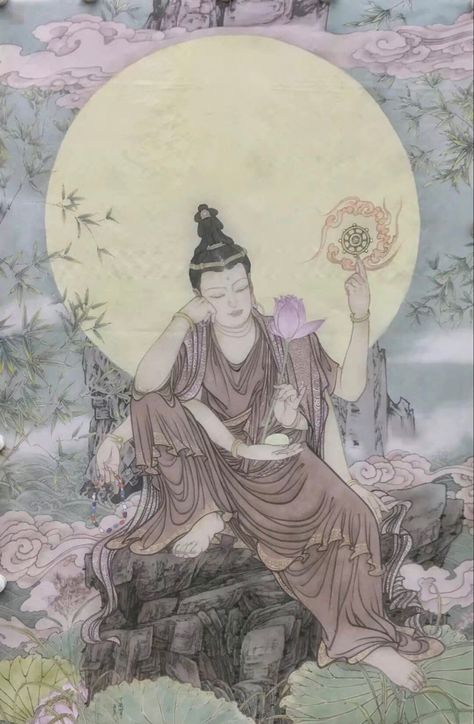 Buddhism Aesthetic, Buddhist Mythology, Tibetan Painting, Thangka Art, Buddha Art Painting, Guan Yin, Supple Skin, Kuan Yin, Gautama Buddha