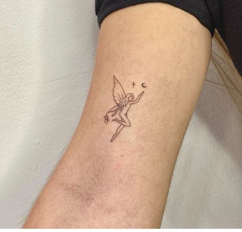 Dainty Princess Tattoo, Fineline Fairy Tattoo, Minimal Fairy Tattoo, Fairy Tattoo Small, Mini Fairy Tattoo, Fine Line Fairy Tattoo, Dainty Fairy Tattoo, Women Tattoo Placement, Small Fairy Tattoos