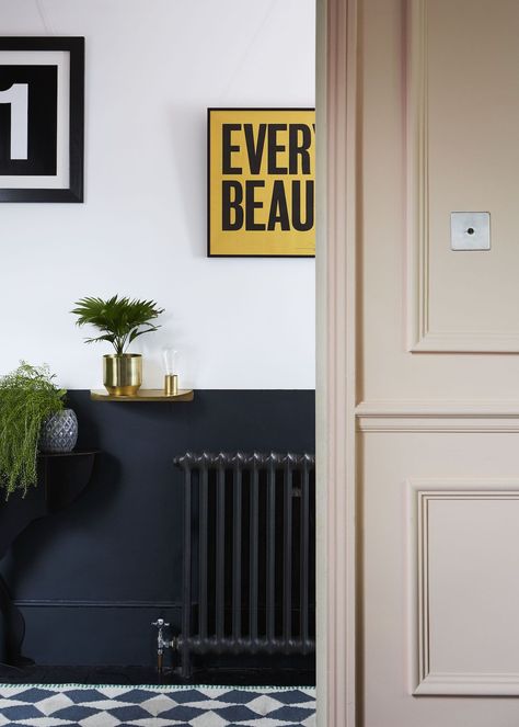 Hallway Colour Ideas, Victorian Semi Detached House, Home In Forest, Forest Hill London, Victorian House Renovation, Navy Bedrooms, Johnson House, Hallway Colours, Dark Hallway