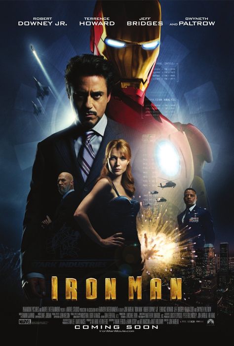 Iron Man (2008) Iron Man Movie Poster, Iron Man Poster, Iron Men 1, Iron Man 2008, Terrence Howard, Action Movie Poster, Iron Man Movie, Robert Downey Jr., Jon Favreau