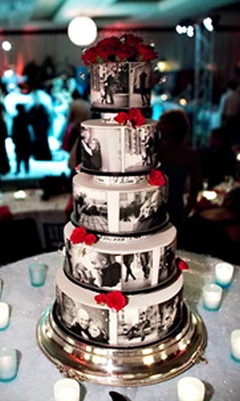 8 Fun Ways to Display Photos at Your Wedding ... | All Women Stalk Tiered Cake, Wedding Dessert, Wedding Wishes, Creative Cakes, Cake Inspiration, Wedding Planners, Cakes And More, Here Comes The Bride, Let Them Eat Cake