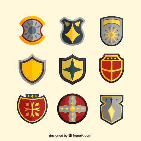 Shield Illustration, Shields Design, Shield Vector, Shield Icon, Sports Design Inspiration, Shield Logo, Psd Icon, Sports Design, Flat Design