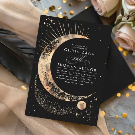 Midnight Wedding, Celestial Wedding Invitations, Night Sky Wedding, Star Themed Wedding, Celestial Wedding Theme, Fantasy Ball, Galaxy Wedding, Night Time Wedding, Starry Night Wedding