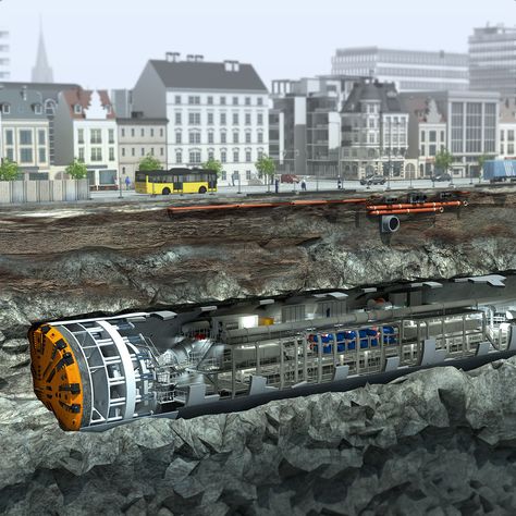 The "new" U-55 was drilled in Berlin with such a large tunnel boring machine, we decided to visualize this project. @bvg_weilwirdichlieben @weilwirdichlieben @BVG_Kampagne 🚇🚍👨‍👧‍👦💗  More you can see here: www.behance.net/gallery/20377183/ixtract-tunnel-boring-machine-TBM  #ixtract #StefanFichtel #Berlin #Infografik #Visualization #Dataviz #VisualStorytelling #storytelling #bvg #weilwirdichlieben #publictransport #WeilWirDichLieben #U55 #Drilling #Underground #Metro #BVG #3D #Rendering Tunnel Boring Machine, Small Barn House, Winter House Exterior, Bunker Home, Prefab Garages, Exterior Fireplace, Civil Engineering Construction, Mobile Home Exteriors, Civil Engineering Design