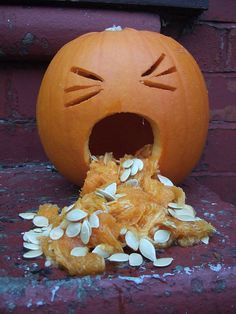 Pumpkin Being Sick Carving, Pumpkin Being Sick, Sick Pumpkin Carving, Sick Pumpkin, Puking Pumpkin, Pumpkin Idea, Cute Pumpkin Carving, Pumkin Carving, Creative Pumpkin Carving