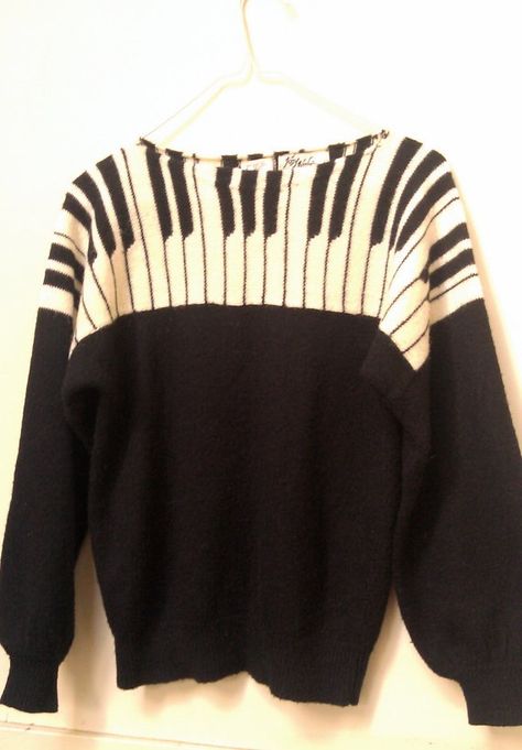 Piano Sweater! Silly Clothes, Baggy Sweaters, Piano Key, Members Only, Unique Beauty, Fashion Website, Up Girl, 80s Fashion, Character Outfits