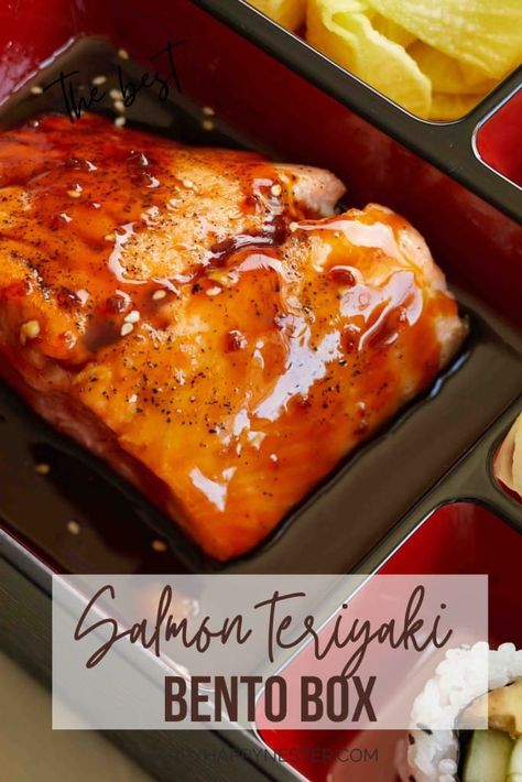 Teriyaki Salad, Salmon Bento, Salmon Teriyaki, Salmon Teriyaki Recipe, Bento Box Recipes, Japanese Food Bento, Japanese Dinner, Lunch Prep, Pan Fried Salmon