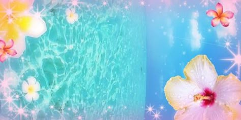 Long Summer Widgets, Tropical Header, Tropical Core Aesthetic Banner, Tropical Gyaru Phone Theme, Tropical Core Background, Gyaru Background Beach, Key West Kitten Header, Pink And Blue Beach Aesthetic, Coconut Dream