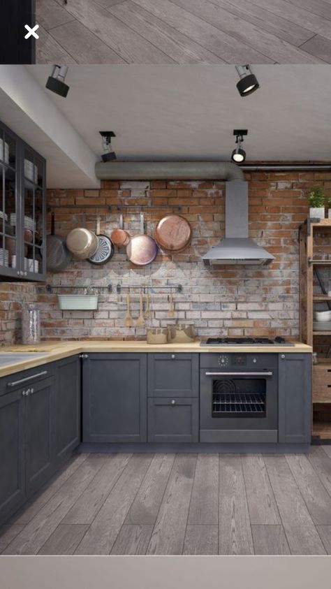 Brick Back Splashback Kitchen, Brick Splashback Kitchen, Brick Wall Kitchen, Industrial Kitchen Design, Industrial Style Kitchen, Brick Kitchen, Kitchen Extension, Industrial Kitchen, Kitchen Inspiration Design