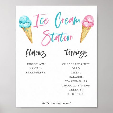 $9.80 | Ice Cream Sundae Station Gender Reveal Party Sign #ice cream station, sundae menu, gender reveal party, pink or blue, ice cream parlour, ice cream bar, flavors and toppings, dessert table sign, what's the scoop, boy or girl What’s The Scoop Gender Reveal Ideas, Gender Reveal Ice Cream Theme, Ice Cream Gender Reveal Ideas, What’s The Scoop Gender Reveal Diy, Party Munchies, Ice Cream Station, Gender Reveal Diy, Blue Ice Cream, Twin Gender Reveal