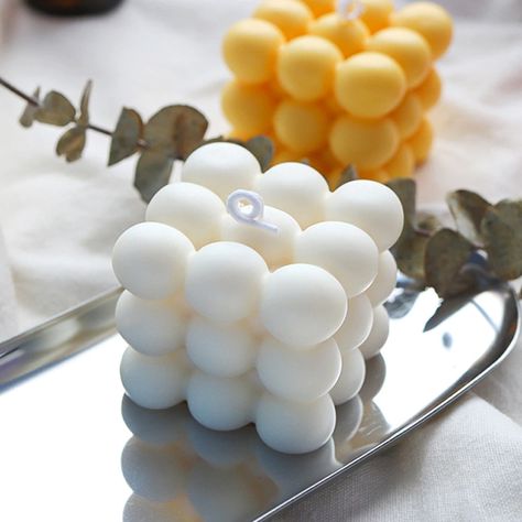 Wax Diy, Candle Moulds, Soy Wax Candles Diy, Candle Wax Molds, Cube Candle, Candles Making, Bubble Candle, Candle Molds Diy, Ball Candles