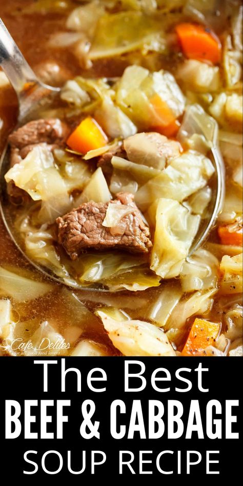 Cabbage And Beef Soup Recipes, Beef Stew And Cabbage, Cabbage Soup With Beef Broth, Steak And Cabbage Soup, Crockpot Beef And Cabbage, Beef Stew With Cabbage Recipe, Homemade Cabbage Soup, Old Fashioned Vegetable Beef Soup With Cabbage, Soups Made With Cabbage