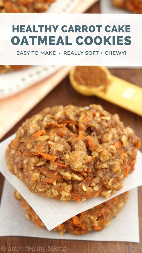 Healthy Carrot Cake Oatmeal, Low Calorie Clean Eating, Carrot Cake Oatmeal Cookies, Oatmeal Cookie Recipe, Healthy Carrot Cake, Oatmeal Cookies Easy, Resepi Biskut, Easy Carrot Cake, Carrot Cake Oatmeal