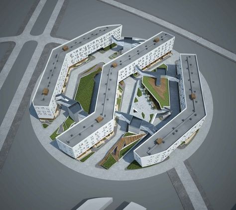 Residential Plan, Urban Block, Architectural Facade, Town Design, Mass Design, School Building Design, Urban Design Architecture, Interesting Architecture, Hospital Architecture