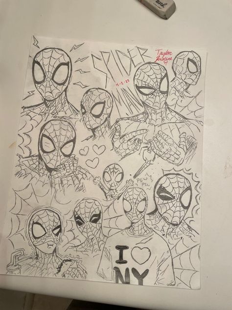 Gwen Stacy Doodle, Spiderman Expressions Drawing, Bounce Drawing Ideas, Spiderman Sketchbook Ideas, Spiderman Sketchbook Page, Spider Man Sketchbook, Spiderman Sketch Easy, Spiderman Drawing Sketches, Spiderman Sketchbook