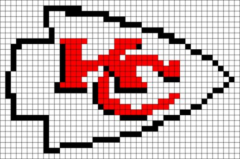 Kansas City Chiefs Kansas City Chiefs Perler Bead Patterns, Kc Chiefs Perler Beads, Chiefs Quilt, Kansas City Chiefs Craft, Chiefs Kingdom, Crochet Mermaid Tail, Kansas City Chiefs Logo, Crochet Graph, Quilt Square Patterns