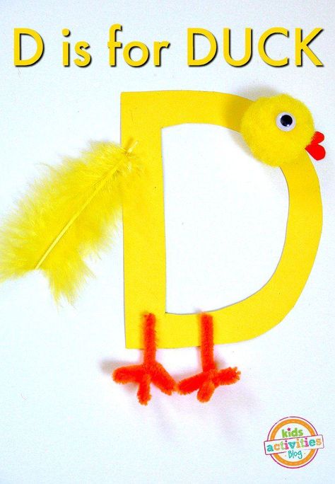 Letter D Craft, D Is For Duck, Letter D Crafts, D Is For Dog, Preschool Activities At Home, Duck Crafts, Abc Crafts, Kids Handwriting, The Letter D