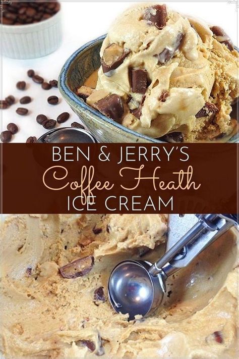 Heath Ice Cream, Toffee Bar, Heath Toffee, Homemade Ice Cream Recipes Machine, Toffee Ice Cream, Coffee Ice Cream Recipe, Ice Cream Recipes Machine, Heath Bar, Ice Cream Maker Recipes