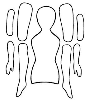 Use paper doll cut out in 2nd grade body arrangement/movement lesson.  EKDuncan - My Fanciful Muse: Articulated Paper Dolls - Vintage and New Paper Dolls Template Printables, Paper Dolls Printable Templates Cut Outs, Custom Paper Dolls, Doll Template, Body Outline, Body Template, Paper Puppets, Paper People, Dolls Vintage